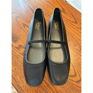 Franco Sarto Eileen Square Toe Ballet Flat Black Vegan Leather Size 11